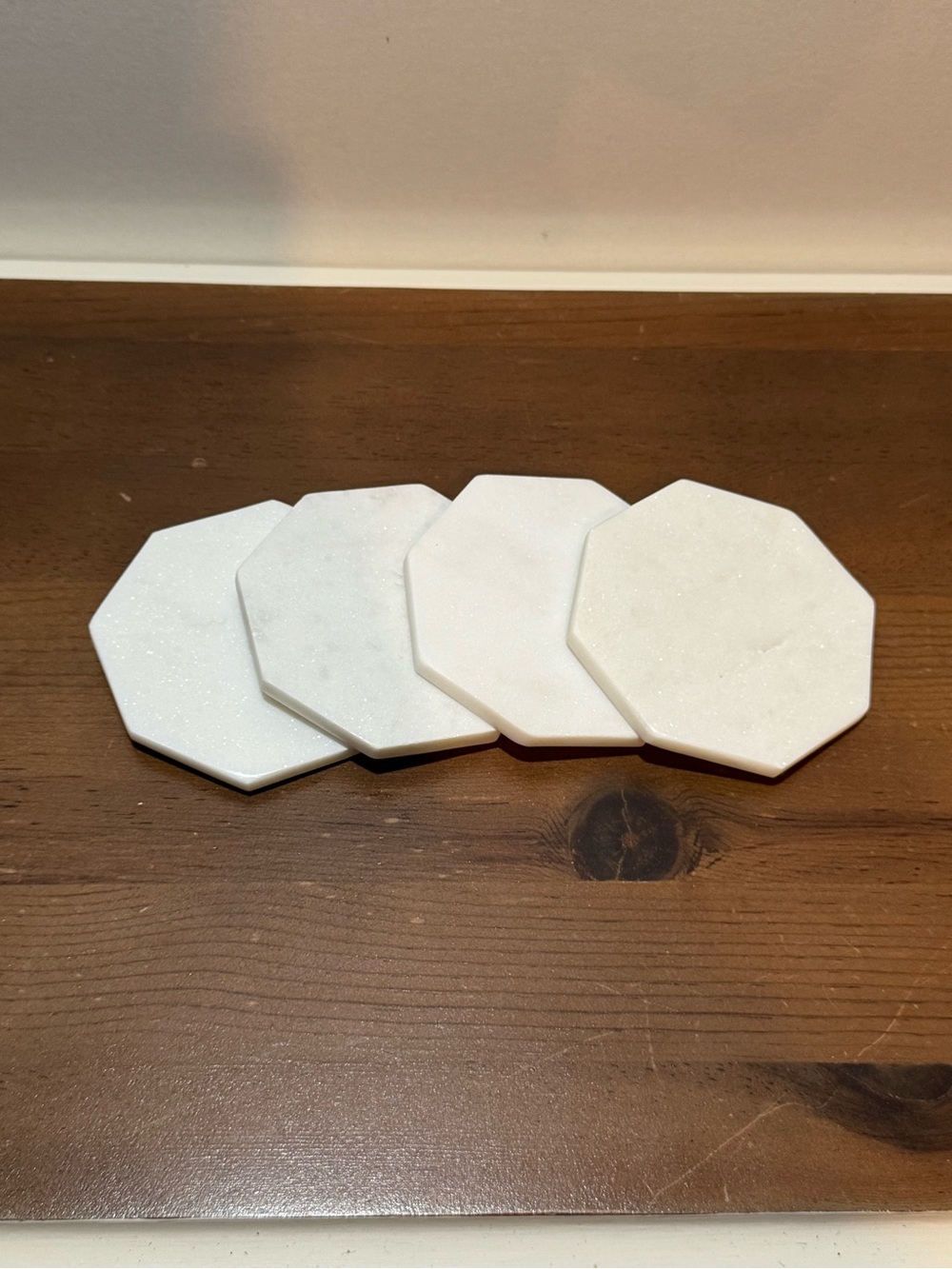 White Octagonal Marble Coasters - Set of 4